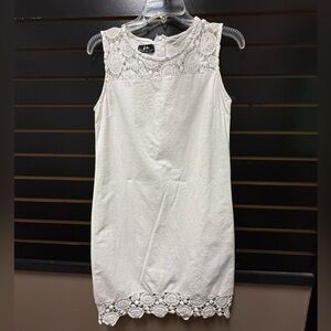 Blanc du Nil White Crochet Lace Cotton Shift Dress • Size Small